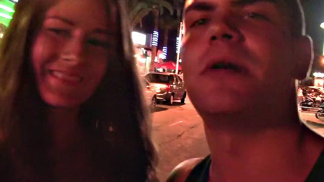 Hardcore banging in the open at night with young gf