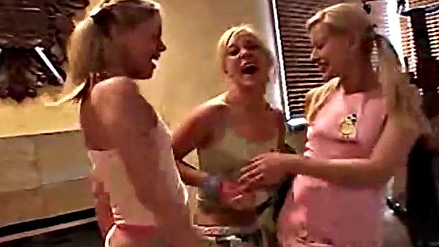 Petite blonde teen strips and mastrubates