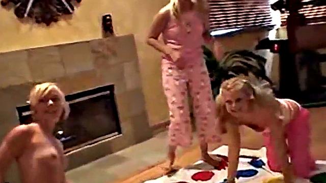 Petite blonde teen strips and mastrubates