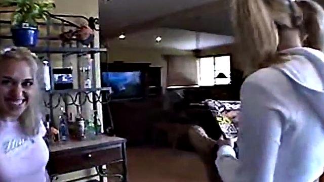 Petite blonde teen strips and mastrubates