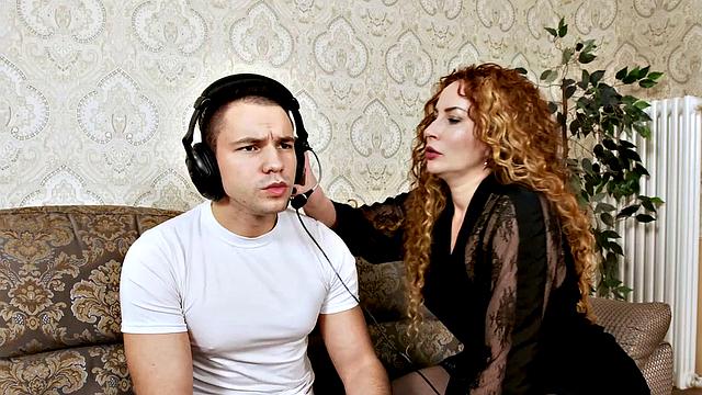 MATURE4K. Gamer feeds pussy of porn actress with red hair with thick cock