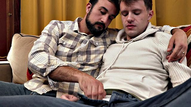 Hairy stepdad bareback fucks stepson's asshole while alone