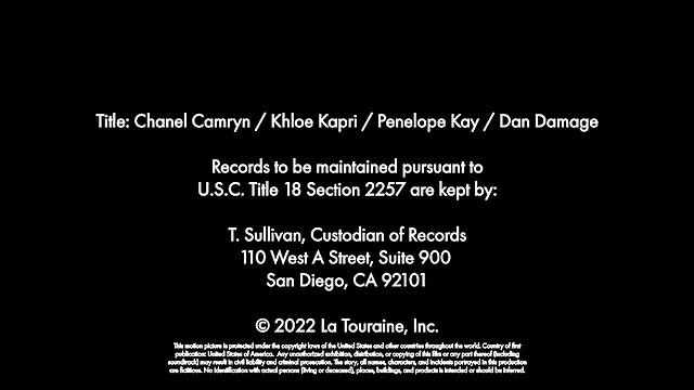 Co-ed babes Chanel Camryn, Khloe Kapri, and Penelope Kay just met a stud on the airplane and invite him back to their rental