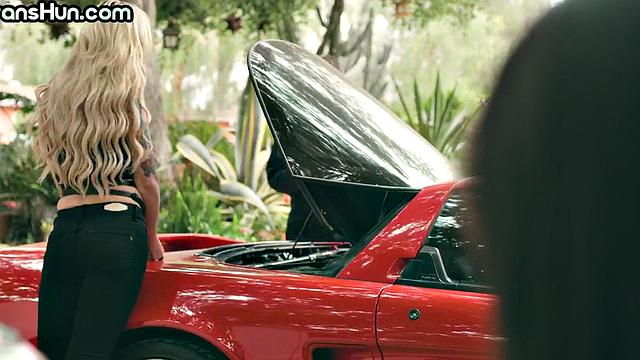 Big-titted TS pussybanging GF outdoors before deepthroat