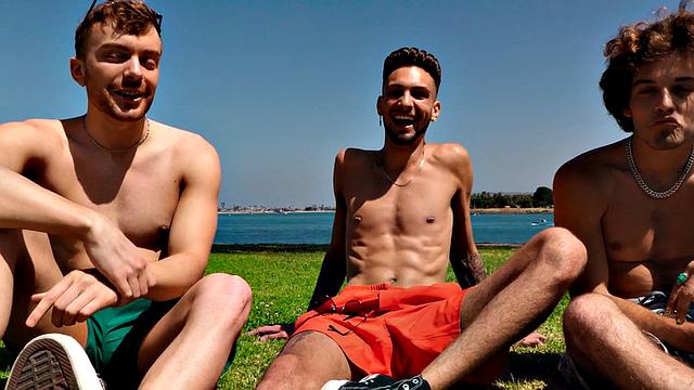 Jock grad students celebrate with cumshower