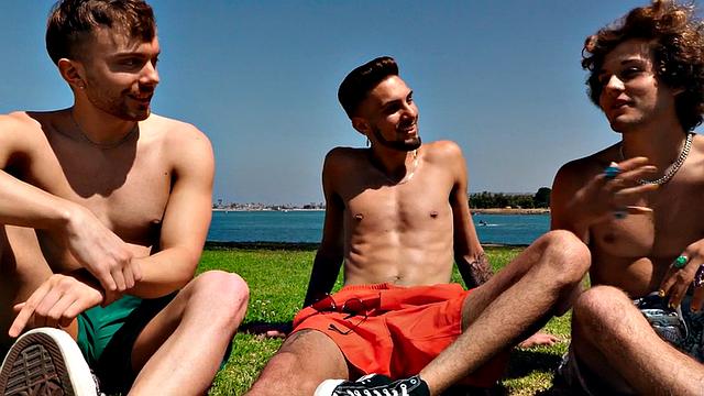 Jock grad students celebrate with cumshower