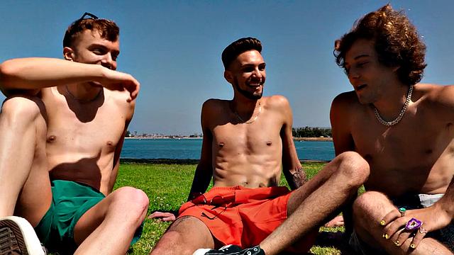 Jock grad students celebrate with cumshower