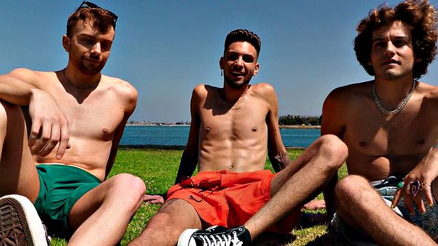 Jock grad students celebrate with cumshower