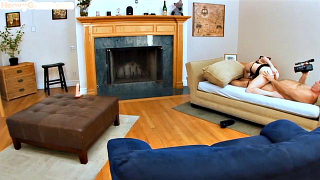 Deepthroating Gonzo babe in lingerie gets fucked