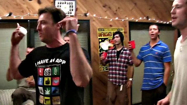 Hazed dormitory stud sucks in group for fraternity