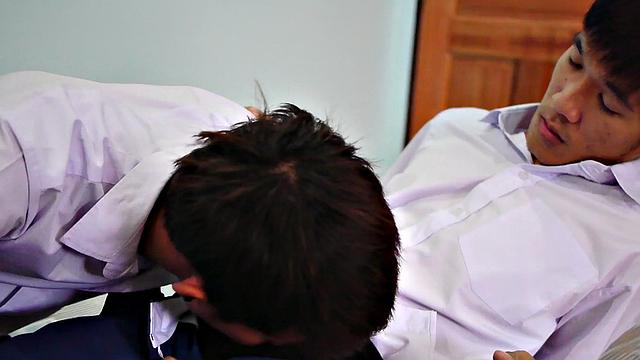 College Orient twinks in anal sex at home till cum