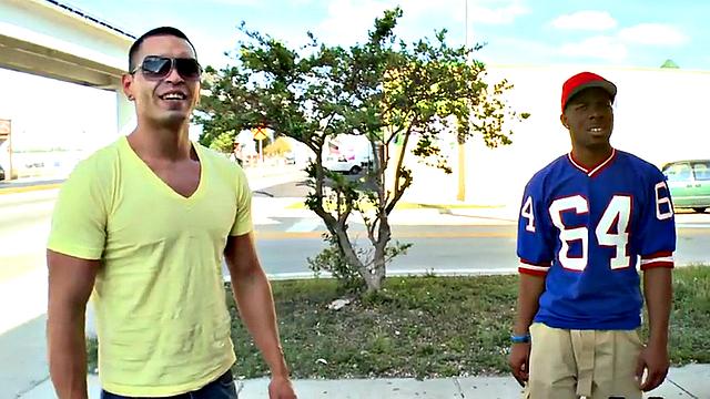 Real Nubian thug fucked for money outdoors by white