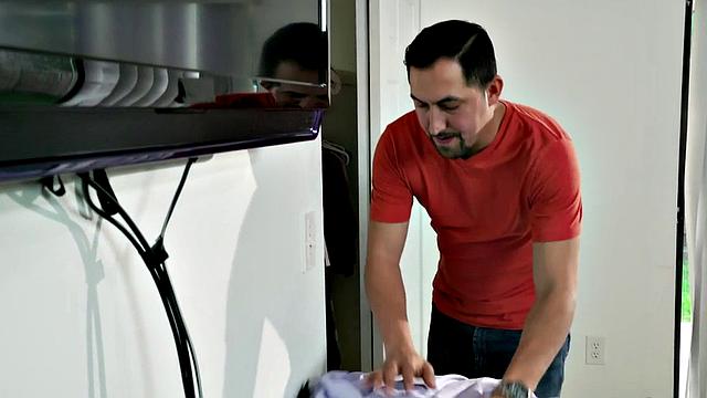 Stepmom with blonde hair teaches curvy teen a lesson in taboo threesome fucking