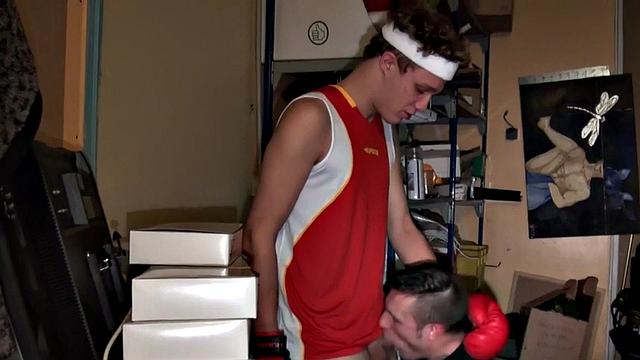 Gay boxer with gloves bangs judge after sucking