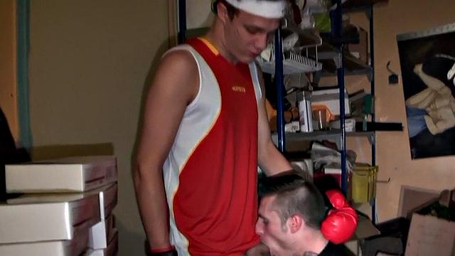 Gay boxer with gloves bangs judge after sucking