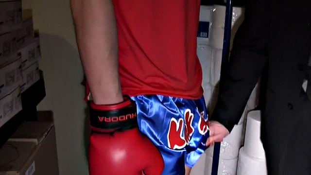 Gay boxer with gloves bangs judge after sucking