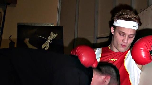 Gay boxer with gloves bangs judge after sucking