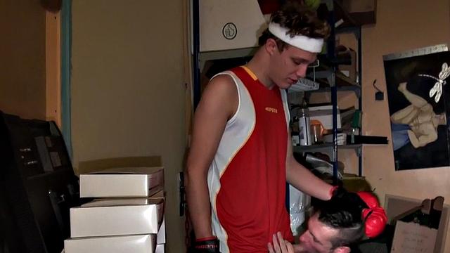 Gay boxer with gloves bangs judge after sucking