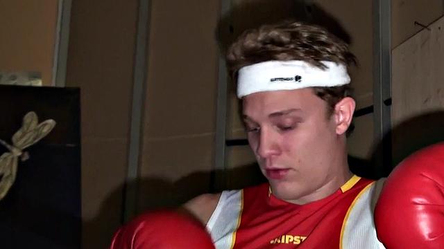 Gay boxer with gloves bangs judge after sucking