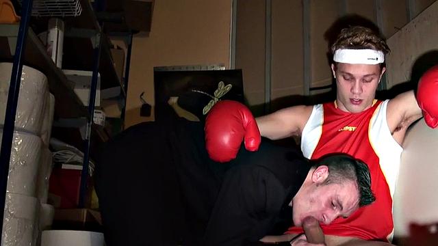 Gay boxer with gloves bangs judge after sucking