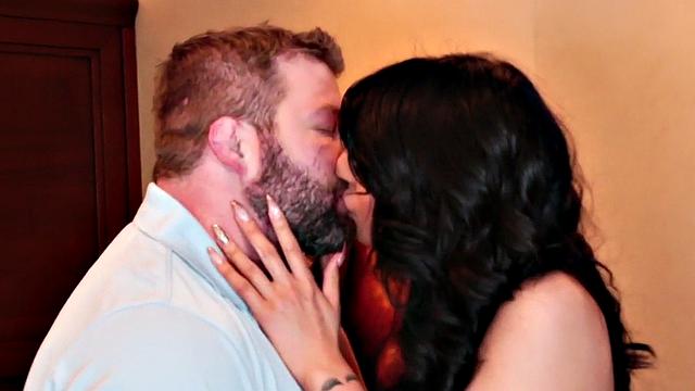 Busty trans sucked and rimmed while jerking off