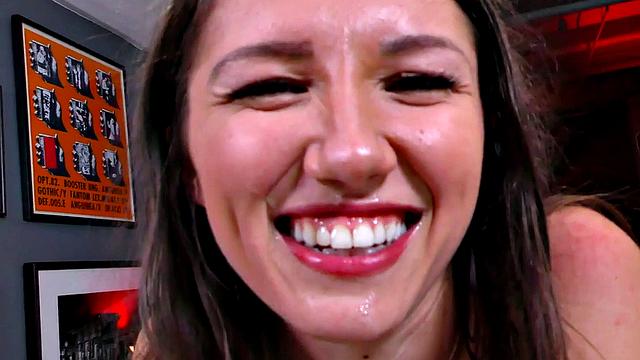 POV beauty toying pussy before blowjob in couple