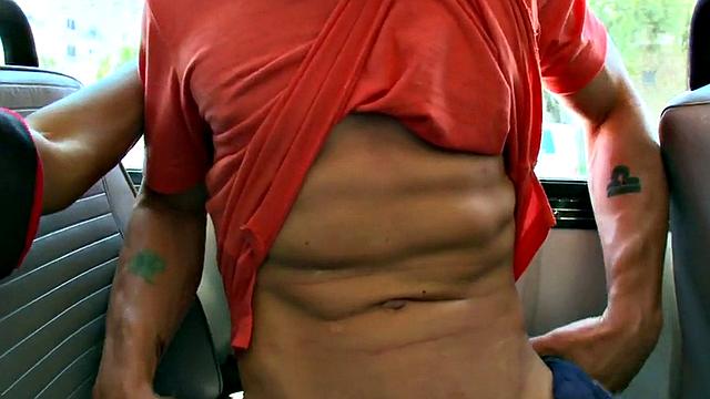 Black stud fucks white bottom in public bus for cum in mouth