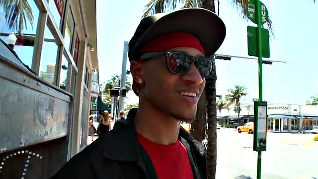 Black stud fucks white bottom in public bus for cum in mouth