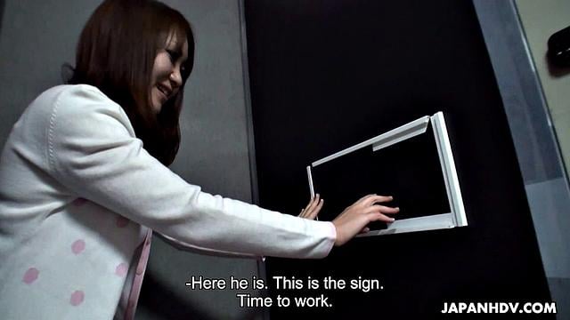 Pretty lady likes her new job a lot