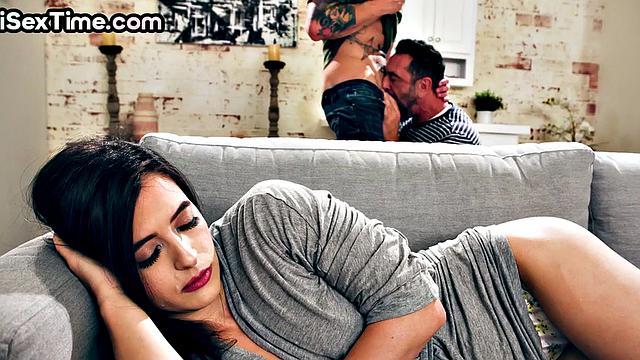 Bisexual babe fucked in MMF threeway action