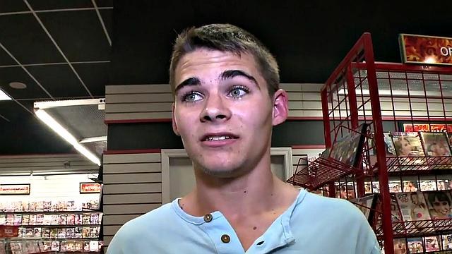 Fooled guy gets gloryhole BJ and facial