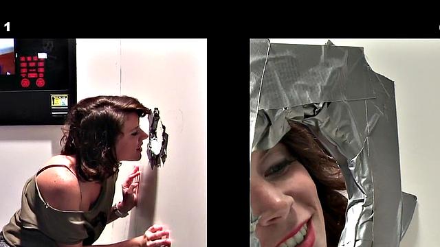 Fooled guy gets gloryhole BJ and facial