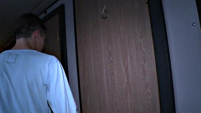 Fooled guy gets gloryhole BJ and facial