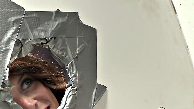 Fooled guy gets gloryhole BJ and facial