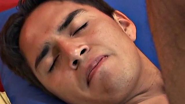 Amateur Latin twink fingers ass and jerks cock in solo action