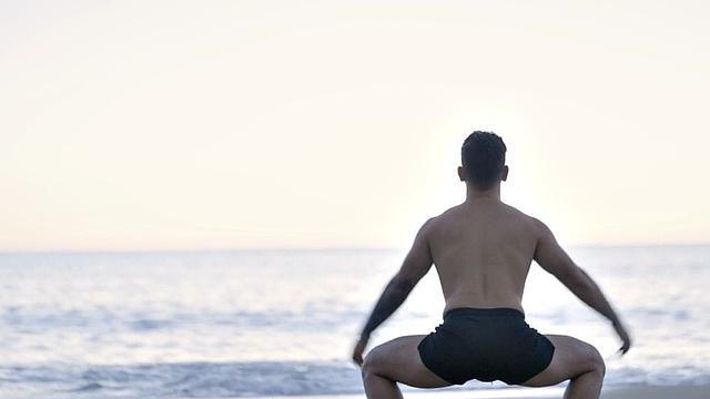 Athletic jock rimmed, sucked, and fucked in bareback 3some