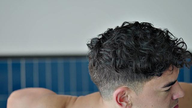 Athletic jock rimmed, sucked, and fucked in bareback 3some