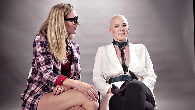 Squirting lezdom MILF in high heel boots rimmed by sub