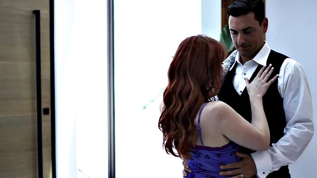 Redhead kinky babe with tattoos pussyfucked by step cousin