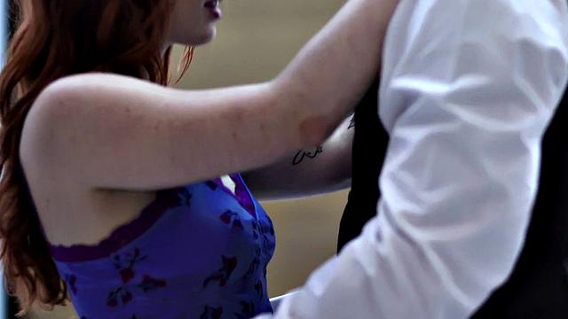 Redhead kinky babe with tattoos pussyfucked by step cousin