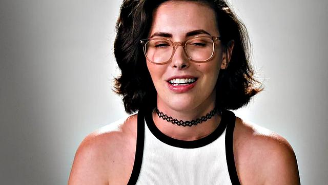 Cutie gently jerking pussy with fingers