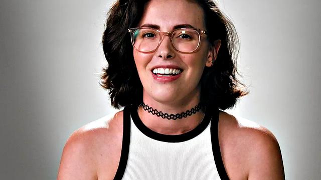 Cutie gently jerking pussy with fingers