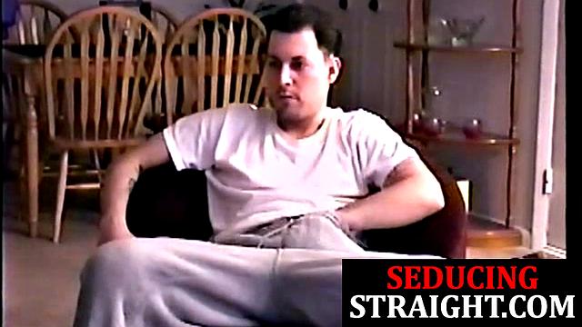 Straight jock masturbates before being sucked off by DILF