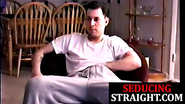 Straight jock masturbates before being sucked off by DILF