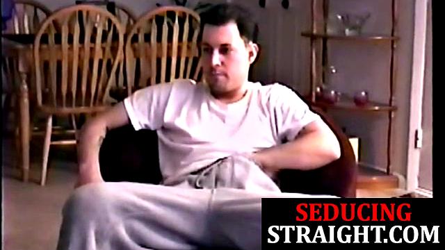 Straight jock masturbates before being sucked off by DILF