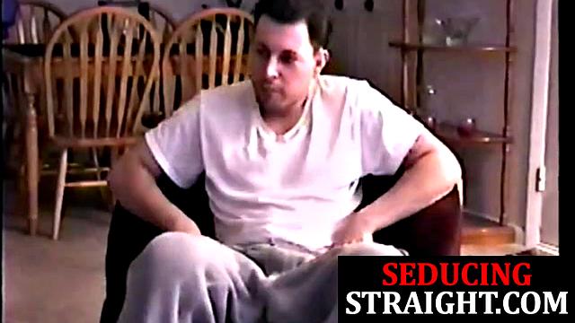 Straight jock masturbates before being sucked off by DILF