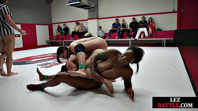 Busty horny wrestler pussyfingering