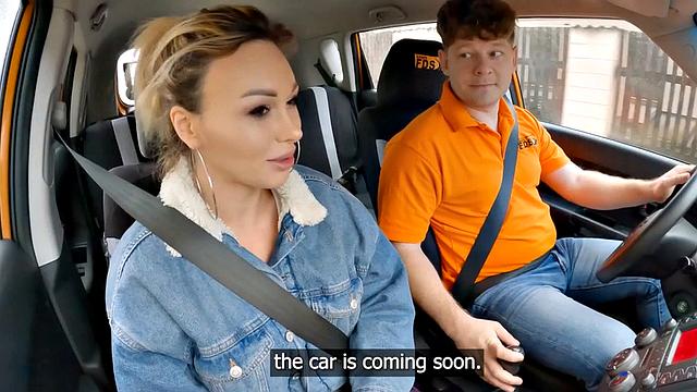 Amateur MILF rides tutor outdoor in car after class