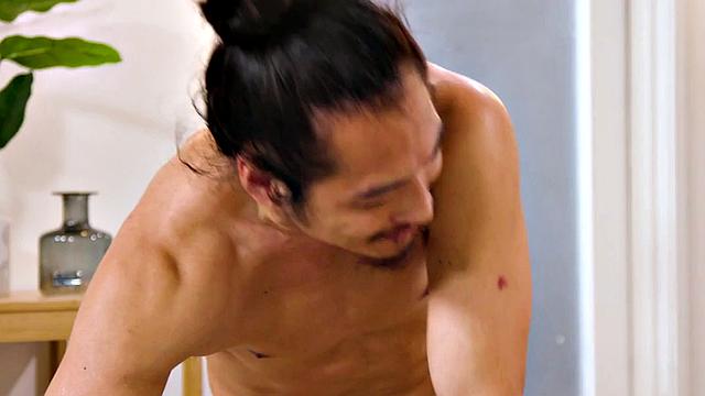 Oiled stepmom got to please stepson after massage