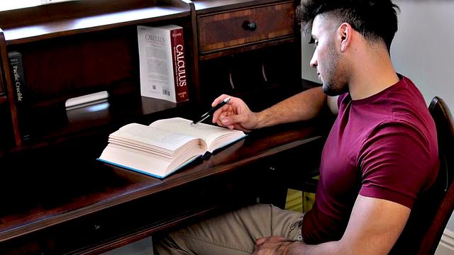 Amateur college stud stroking his dick in close-up action